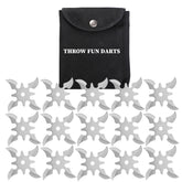 THROWFUN 9/15 Pack 9Cr17 stainless steel- 3.14''(length) 0.1''(thick) , throwing knives set  Full-Tang Throwing Set, with Nylon Sheath for Competition and Recreation Silvery  Hollow Darts-FB-YF224-3